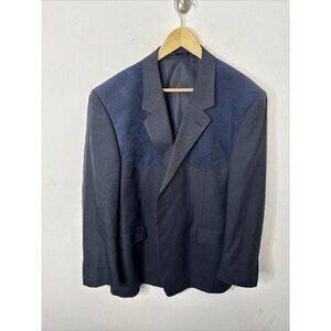 Dallas Men 46 Regular Blue Western Blazer Sports Coat Cowboy No Button (removed)